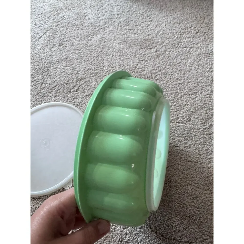 Vintage Tupperware Jel N Serve Jello Gelatin Dessert Mold Mint Green 3 Piece Lid